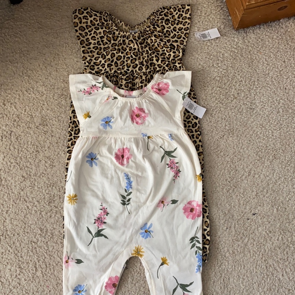 Cheetah and floral body suits for toddler girl